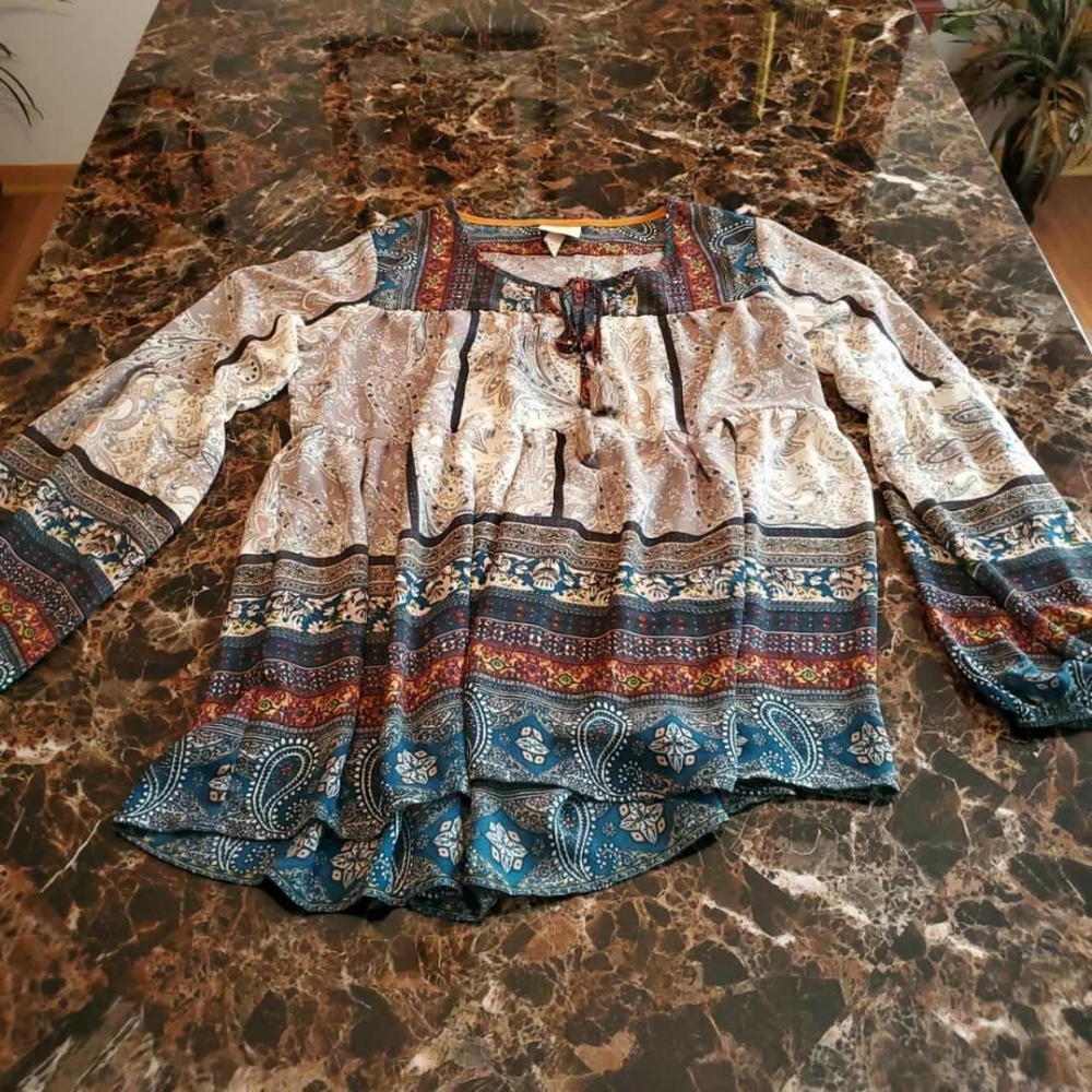 Knox Rose | Boho Peasant Top with Bell Sleeves